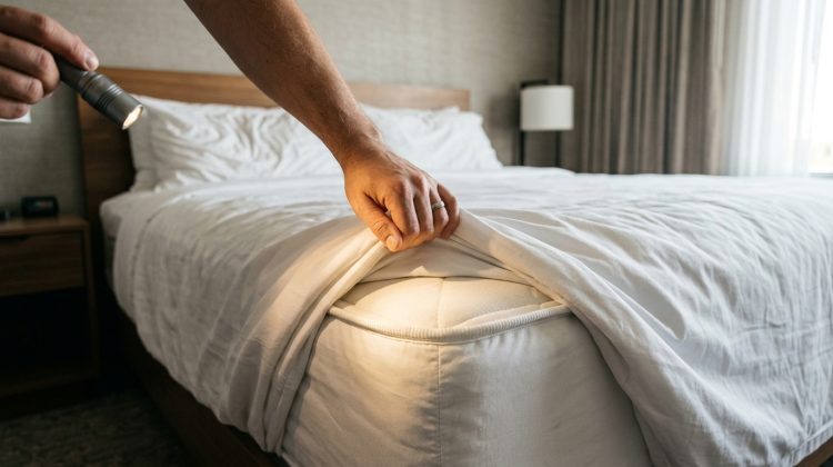A step-by-step guide to checking hotel rooms for bed bugs before you unpack. Learn the SLEEP inspection method and what to do if you find evidence of infestation.